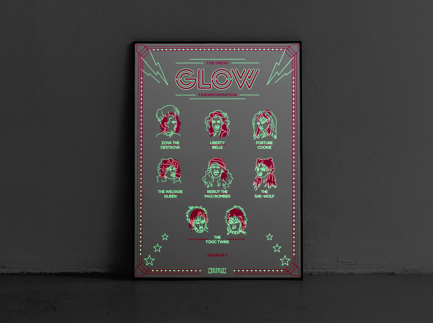 Netflix GLOW - poster design by upstruct